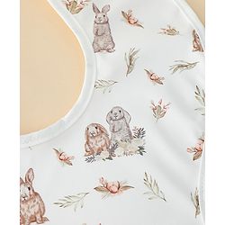Babyhug Waterproof PU Sleeveless Feeding Bibs Pack of 2 - Bunny & Whale Print| Crumb Catcher Pocket| Easy Wipe Clean| Easy Velcro Closure| Weaning & Feeding Bibs| 0+ Months