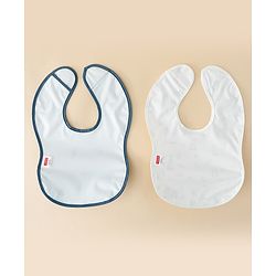 Babyhug Waterproof PU Sleeveless Feeding Bibs Pack of 2 - Bunny & Whale Print| Crumb Catcher Pocket| Easy Wipe Clean| Easy Velcro Closure| Weaning & Feeding Bibs| 0+ Months