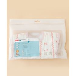 Babyhug Waterproof PU Sleeveless Feeding Bibs Pack of 2 - Bunny & Whale Print| Crumb Catcher Pocket| Easy Wipe Clean| Easy Velcro Closure| Weaning & Feeding Bibs| 0+ Months