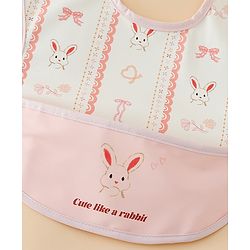 Babyhug Waterproof PU Sleeveless Feeding Bibs Pack of 2 - Bunny & Whale Print| Crumb Catcher Pocket| Easy Wipe Clean| Easy Velcro Closure| Weaning & Feeding Bibs| 0+ Months