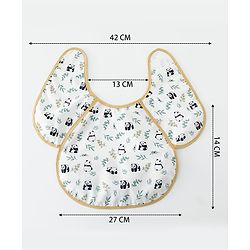 Babyhug Waterproof Polyester Half Sleeves Feeding Bibs Pack of 2 Bunny & Panda Print| Easy  Velcro Closure| Crumb Catcher Pocket| Washable & Lightweight| 0+ Months