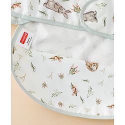Babyhug Waterproof Polyester Half Sleeves Feeding Bibs Pack of 2 Bunny & Panda Print| Easy  Velcro Closure| Crumb Catcher Pocket| Washable & Lightweight| 0+ Months