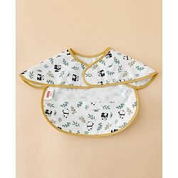 Babyhug Waterproof Polyester Half Sleeves Feeding Bibs Pack of 2 Bunny & Panda Print| Easy  Velcro Closure| Crumb Catcher Pocket| Washable & Lightweight| 0+ Months