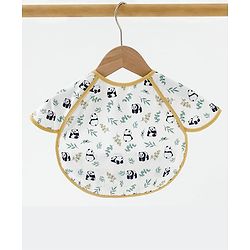 Babyhug Waterproof Polyester Half Sleeves Feeding Bibs Pack of 2 Bunny & Panda Print| Easy  Velcro Closure| Crumb Catcher Pocket| Washable & Lightweight| 0+ Months