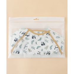 Babyhug Waterproof Polyester Half Sleeves Feeding Bibs Pack of 2 Bunny & Panda Print| Easy  Velcro Closure| Crumb Catcher Pocket| Washable & Lightweight| 0+ Months