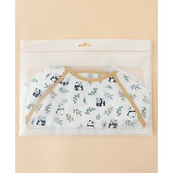Babyhug Waterproof Polyester Half Sleeves Feeding Bibs Pack of 2 Bunny & Panda Print| Easy  Velcro Closure| Crumb Catcher Pocket| Washable & Lightweight| 0+ Months