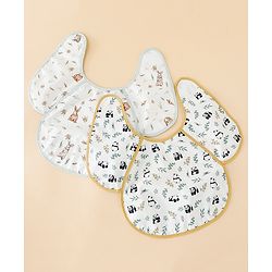 Babyhug Waterproof Polyester Half Sleeves Feeding Bibs Pack of 2 Bunny & Panda Print| Easy  Velcro Closure| Crumb Catcher Pocket| Washable & Lightweight| 0+ Months