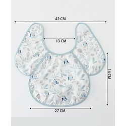 Babyhug Waterproof Polyester Half Sleeves Feeding Bibs Pack of 2 Bunny & Panda Print| Easy  Velcro Closure| Crumb Catcher Pocket| Washable & Lightweight| 0+ Months
