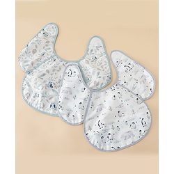 Babyhug Waterproof Polyester Half Sleeves Feeding Bibs Pack of 2 Bunny & Panda Print| Easy  Velcro Closure| Crumb Catcher Pocket| Washable & Lightweight| 0+ Months