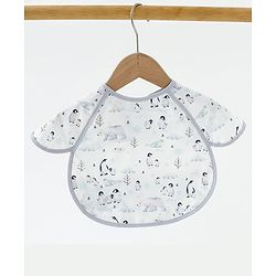 Babyhug Waterproof Polyester Half Sleeves Feeding Bibs Pack of 2 Bunny & Panda Print| Easy  Velcro Closure| Crumb Catcher Pocket| Washable & Lightweight| 0+ Months