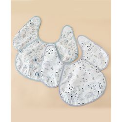 Babyhug Waterproof Polyester Half Sleeves Feeding Bibs Pack of 2 Bunny & Panda Print| Easy  Velcro Closure| Crumb Catcher Pocket| Washable & Lightweight| 0+ Months