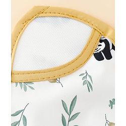 Babyhug Full Sleeve Waterproof Polyester Feeding Bib Panda Print| Long Sleeves| Crumb Catcher Pocket| Easy Velcro Closure| Mess-Free Feeding| 0+ Months