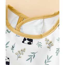 Babyhug Full Sleeve Waterproof Polyester Feeding Bib Panda Print| Long Sleeves| Crumb Catcher Pocket| Easy Velcro Closure| Mess-Free Feeding| 0+ Months