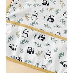 Babyhug Full Sleeve Waterproof Polyester Feeding Bib Panda Print| Long Sleeves| Crumb Catcher Pocket| Easy Velcro Closure| Mess-Free Feeding| 0+ Months