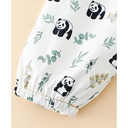 Babyhug Full Sleeve Waterproof Polyester Feeding Bib Panda Print| Long Sleeves| Crumb Catcher Pocket| Easy Velcro Closure| Mess-Free Feeding| 0+ Months