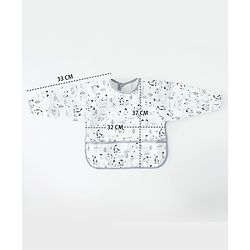 Babyhug Full Sleeve Waterproof Polyester Feeding Bib Panda Print| Long Sleeves| Crumb Catcher Pocket| Easy Velcro Closure| Mess-Free Feeding| 0+ Months