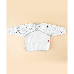 Babyhug Full Sleeve Waterproof Polyester Feeding Bib Panda Print| Long Sleeves| Crumb Catcher Pocket| Easy Velcro Closure| Mess-Free Feeding| 0+ Months