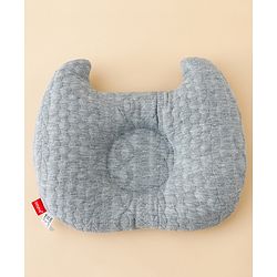 Babyhug Head Shaping Baby Pillow - Grey| Prevents Flat Head Syndrome| Soft & Breathable| Neck & Shoulder Support Pillow| Lightweight & Travel Friendly| 0-6 Months| New Born Gifting Option