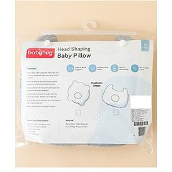 Babyhug Head Shaping Baby Pillow - Grey| Prevents Flat Head Syndrome| Soft & Breathable| Neck & Shoulder Support Pillow| Lightweight & Travel Friendly| 0-6 Months| New Born Gifting Option