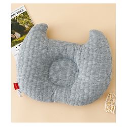 Babyhug Head Shaping Baby Pillow - Grey| Prevents Flat Head Syndrome| Soft & Breathable| Neck & Shoulder Support Pillow| Lightweight & Travel Friendly| 0-6 Months| New Born Gifting Option