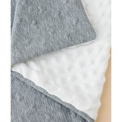 Babyhug All-Season Heart Embossed Baby Blanket - Grey| Soft & Lightweight| Gentle & Breathable| Durable & Machine Washable| Ideal for 012 Months| New Born Gifting Option| Travel Friendly|100cm X 75cm