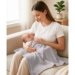 Babyhug Soft & Lightweight All-Season Baby Blanket Gentle & Breathable Durable & Machine Washable Ideal for 012 Months New Born Gifting Option Travel Friendly 100cm X 75cm   Grey