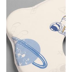 Babyhug Bear Shaped Baby Head Support Pillow Space Print| Prevents Flat Head| Cotton Pillow for Newborn| Soft Breathable Cotton Cover| Ergonomic Head Support| Lightweight Travel Friendly| Memory Foam