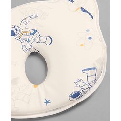 Babyhug Bear Shaped Baby Head Support Pillow Space Print| Prevents Flat Head| Cotton Pillow for Newborn| Soft Breathable Cotton Cover| Ergonomic Head Support| Lightweight Travel Friendly| Memory Foam