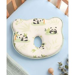 Babyhug Bear Shaped Baby Head Support Pillow Space Print| Prevents Flat Head| Cotton Pillow for Newborn| Soft Breathable Cotton Cover| Ergonomic Head Support| Lightweight Travel Friendly| Memory Foam