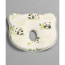 Babyhug Bear Shaped Baby Head Support Pillow Space Print| Prevents Flat Head| Cotton Pillow for Newborn| Soft Breathable Cotton Cover| Ergonomic Head Support| Lightweight Travel Friendly| Memory Foam