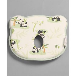 Babyhug Bear Shaped Baby Head Support Pillow Space Print| Prevents Flat Head| Cotton Pillow for Newborn| Soft Breathable Cotton Cover| Ergonomic Head Support| Lightweight Travel Friendly| Memory Foam
