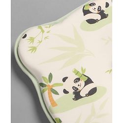 Babyhug Bear Shaped Baby Head Support Pillow Space Print| Prevents Flat Head| Cotton Pillow for Newborn| Soft Breathable Cotton Cover| Ergonomic Head Support| Lightweight Travel Friendly| Memory Foam