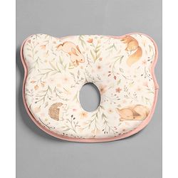 Babyhug Bear Shaped Baby Head Support Pillow Space Print| Prevents Flat Head| Cotton Pillow for Newborn| Soft Breathable Cotton Cover| Ergonomic Head Support| Lightweight Travel Friendly| Memory Foam