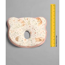 Babyhug Bear Shaped Baby Head Support Pillow Space Print| Prevents Flat Head| Cotton Pillow for Newborn| Soft Breathable Cotton Cover| Ergonomic Head Support| Lightweight Travel Friendly| Memory Foam