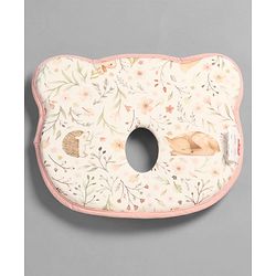 Babyhug Bear Shaped Baby Head Support Pillow Space Print| Prevents Flat Head| Cotton Pillow for Newborn| Soft Breathable Cotton Cover| Ergonomic Head Support| Lightweight Travel Friendly| Memory Foam