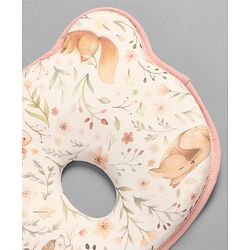 Babyhug Bear Shaped Baby Head Support Pillow Space Print| Prevents Flat Head| Cotton Pillow for Newborn| Soft Breathable Cotton Cover| Ergonomic Head Support| Lightweight Travel Friendly| Memory Foam
