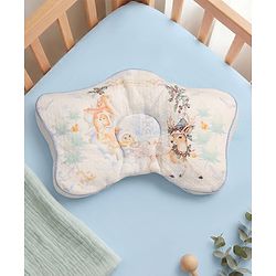 Babyhug Star Shaped Head Support Pillow -Blue|Soft Breathable Cotton Fabric| Ergonomic Head Support| Magical Land Print| Infant Pillow| Lightweight Travel Friendly| Prevents Flat Head| Washable Cover