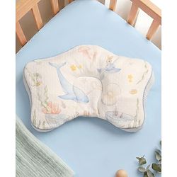 Babyhug Star Shaped Head Support Pillow -Blue|Soft Breathable Cotton Fabric| Ergonomic Head Support| Magical Land Print| Infant Pillow| Lightweight Travel Friendly| Prevents Flat Head| Washable Cover