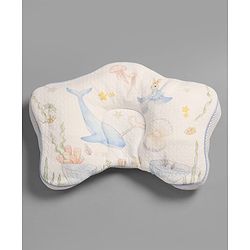 Babyhug Star Shaped Head Support Pillow -Blue|Soft Breathable Cotton Fabric| Ergonomic Head Support| Magical Land Print| Infant Pillow| Lightweight Travel Friendly| Prevents Flat Head| Washable Cover