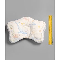 Babyhug Star Shaped Head Support Pillow -Blue|Soft Breathable Cotton Fabric| Ergonomic Head Support| Magical Land Print| Infant Pillow| Lightweight Travel Friendly| Prevents Flat Head| Washable Cover
