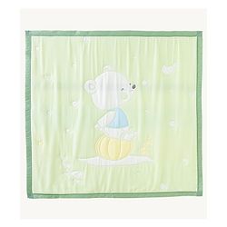 Babyhug 100% Pure Cotton Jacquard Gauze Baby Blanket Happy Bear Print 10 Layer Quilting Ultra Soft Breathable & Absorbent 0-24 Months New Born Essential -Green
