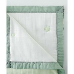 Babyhug 100% Pure Cotton Jacquard Gauze Baby Blanket Happy Bear Print 10 Layer Quilting Ultra Soft Breathable & Absorbent 0-24 Months New Born Essential -Green