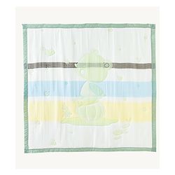 Babyhug 100% Pure Cotton Jacquard Gauze Baby Blanket Happy Bear Print 10 Layer Quilting Ultra Soft Breathable & Absorbent 0-24 Months New Born Essential -Green