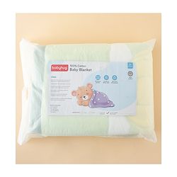 Babyhug 100% Pure Cotton Jacquard Gauze Baby Blanket Happy Bear Print 10 Layer Quilting Ultra Soft Breathable & Absorbent 0-24 Months New Born Essential -Green