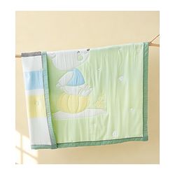 Babyhug 100% Pure Cotton Jacquard Gauze Baby Blanket Happy Bear Print 10 Layer Quilting Ultra Soft Breathable & Absorbent 0-24 Months New Born Essential -Green