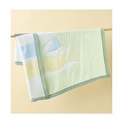 Babyhug 100% Pure Cotton Jacquard Gauze Baby Blanket Happy Bear Print 10 Layer Quilting Ultra Soft Breathable & Absorbent 0-24 Months New Born Essential -Green
