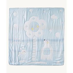 Babyhug 100% Pure Bamboo Baby Blanket Cute Bear Print 6 Layer Quilting Ultra Soft & Light Weight (520g)| Breathable & Absorbent 0-24 Months New Born Essential  - Blue