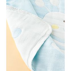 Babyhug 100% Pure Bamboo Baby Blanket Cute Bear Print 6 Layer Quilting Ultra Soft & Light Weight (520g)| Breathable & Absorbent 0-24 Months New Born Essential  - Blue