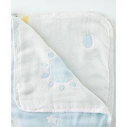 Babyhug 100% Pure Bamboo Baby Blanket Cute Bear Print 6 Layer Quilting Ultra Soft & Light Weight (520g)| Breathable & Absorbent 0-24 Months New Born Essential  - Blue