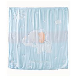 Babyhug 100% Pure Bamboo Baby Blanket Cute baby Elephant Print 6 Layer Quilting| Ultra Soft & Light Weight (520g) Breathable & Absorbent 0-24 Months New Born Essential - Blue